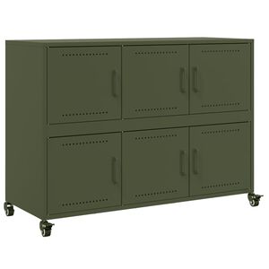 vidaXL Skjenk olivengr&oslash;nn 100,5x39x72 cm st&aring;l