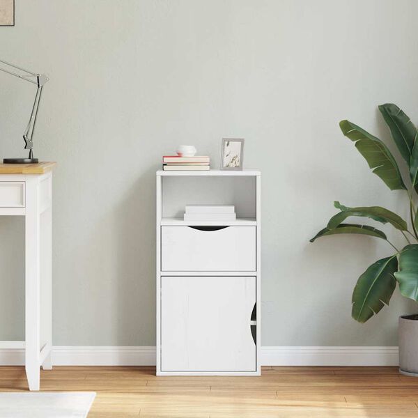 vidaXL Sideskap med skuff ODDA hvit 40x24x79 cm heltre furu