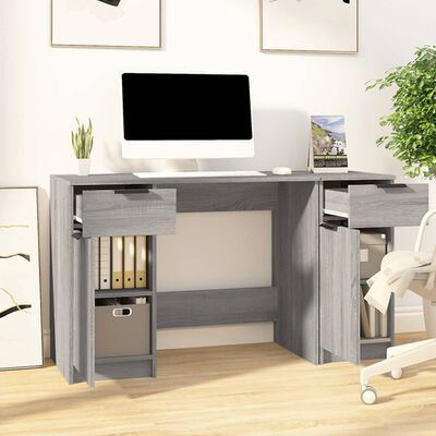 vidaXL Skrivebord med sideskap grå sonoma konstruert tre