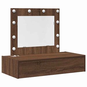 vidaXL Sminkebord med speillys Brun 83 x 40 x 70 cm Konstruert tre