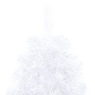 vidaXL Forhåndsbelyst kunstig halvt juletre med kulesett hvit 180 cm