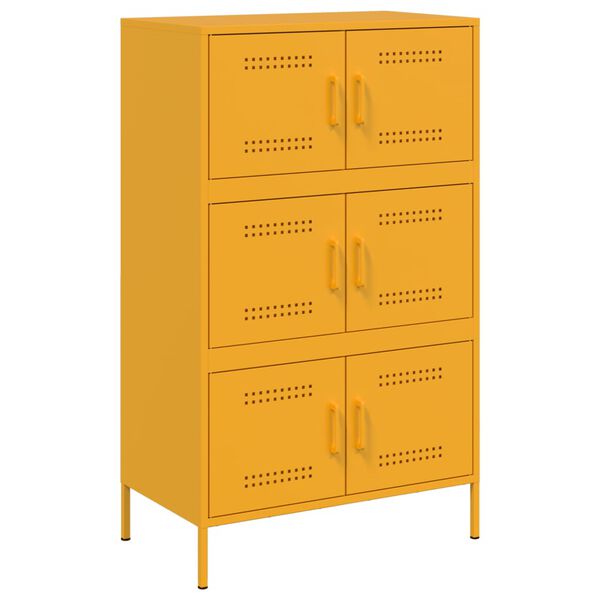 vidaXL Highboard sennepsgul 68x39x113 cm st&aring;l