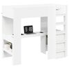 vidaXL Loft seng ramme med skrivebord Hvit 90 x 190 cm Konstruert tre