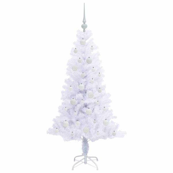 vidaXL Kunstig juletre med 150 LED med stativ Hvit 150 cm PVC og St&aring;l