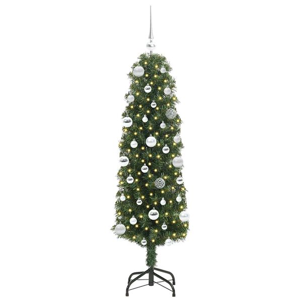 vidaXL Kunstig juletre med 150 LED gr&oslash;nn 150 cm PVC og st&aring;l og plast