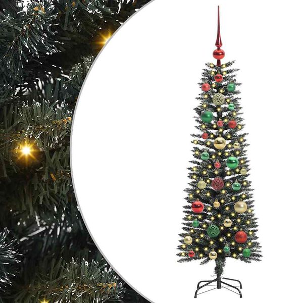 vidaXL Kunstig juletre med 150 LED gr&oslash;nn 120 cm PVC og plast og st&aring;l