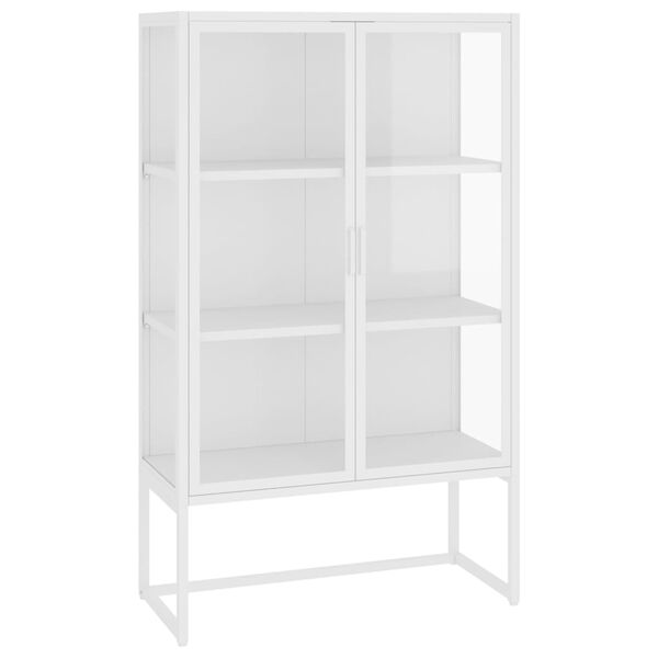 vidaXL Highboard hvit 80x35x135 cm st&aring;l og herdet glass