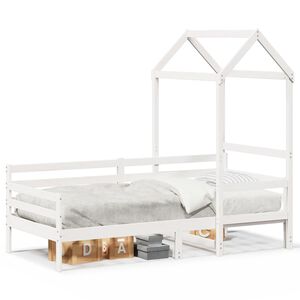vidaXL Dagseng med tak hvit 80x200 cm heltre furu