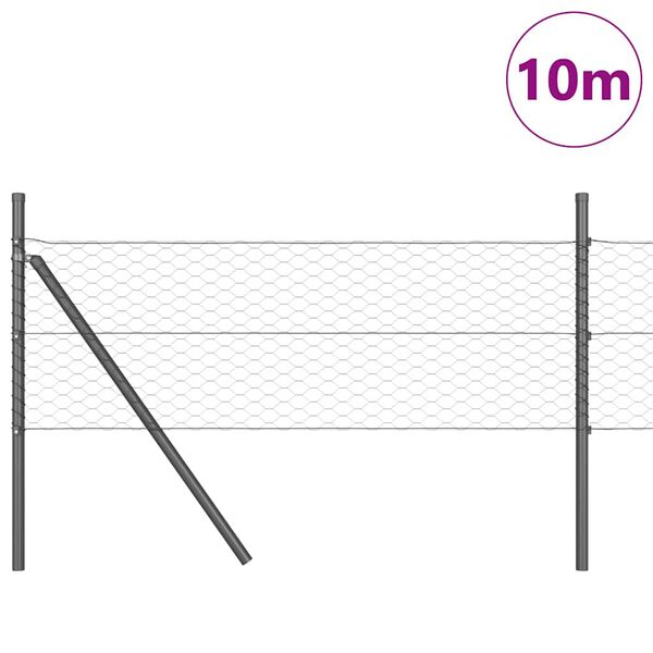 vidaXL Gjerdep&aring;le Gr&aring; 10 x 0,5 m (36 mm netting) St&aring;l og PVC