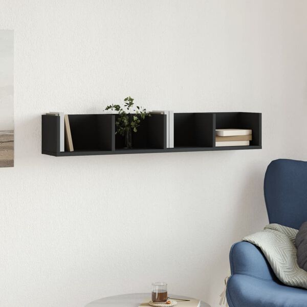 vidaXL Veggskap svart 99x18x16,5 cm konstruert tre