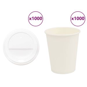 vidaXL Papir kaffekopper med lokk 1000 stk 8oz 200 ml
