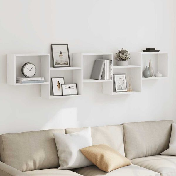 vidaXL Kubeformet vegghylle 5 rom hvit konstruert tre