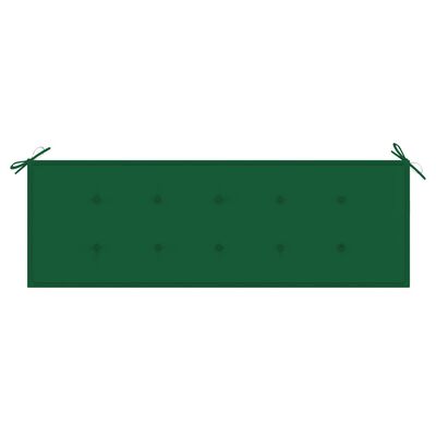 vidaXL Hagebenk med grønn pute 150 cm heltre teak