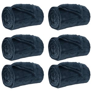 vidaXL Kastepledd 6 stk. Marinebl&aring; 130 x 150 cm 3.04 kg Fleece