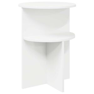 vidaXL Sidetabell med lagring Hvit &Oslash; 39,5 x 55 cm Konstruert tre