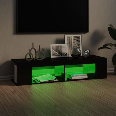 vidaXL TV-benk med LED-lys høyglans svart 135x39x30 cm