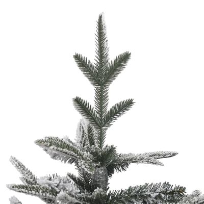 vidaXL Forhåndsbelyst kunstig juletre med flokket snø 240 cm PVC og PE
