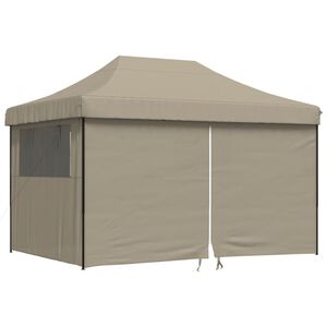 vidaXL Partytelt 410 x 279 x 315 cm Taupe med svart ramme