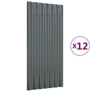 vidaXL Takpaneler 12 stk galvanisert st&aring;l antrasitt 80x36 cm