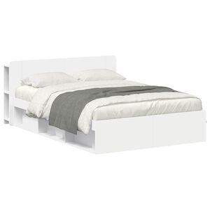 vidaXL Sengeramme med oppbevaring Hvit 160 x 200 cm Konstruert tre
