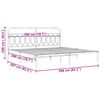 vidaXL Sengeramme i metall med sengegavl hvit 200x200 cm