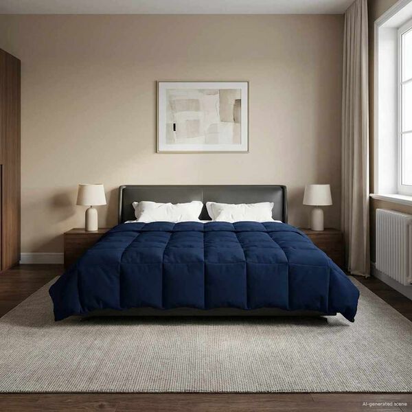 vidaXL Vinter Dynen Quilted M&oslash;rkebl&aring; 200 x 200 cm Mikrofiber