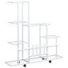 vidaXL Blomsterstativ med hjul 94,5x25x92,5 cm hvit metall