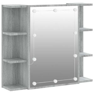 vidaXL Speilskap med LED gr&aring; sonoma 70x16,5x60 cm