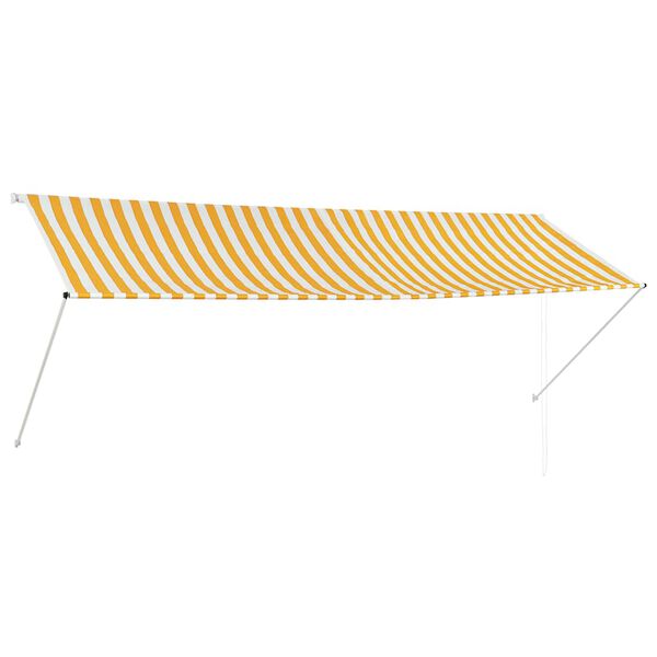 vidaXL Uttrekkbar markise 350x150 cm gul og hvit