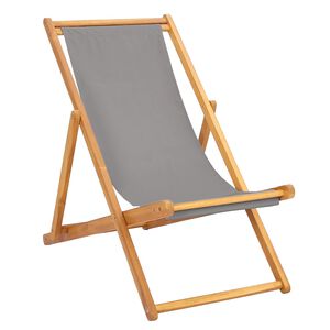 vidaXL Strandstol Lysegr&aring; Massivt Teaktre