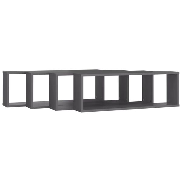 vidaXL Vegghyller kubeformet 4 stk grå 80x15x26,5 cm konstruert tre