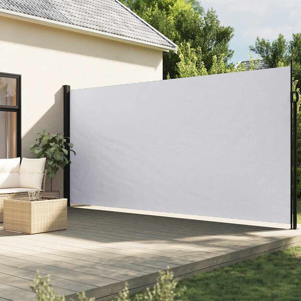 vidaXL Uttrekkbar sidemarkise hvit 220x500 cm