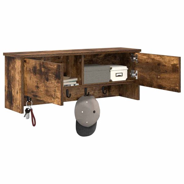 vidaXL Vegghengt kleshenger R&oslash;kt eik 80 x 20 x 30 cm Konstruert tre