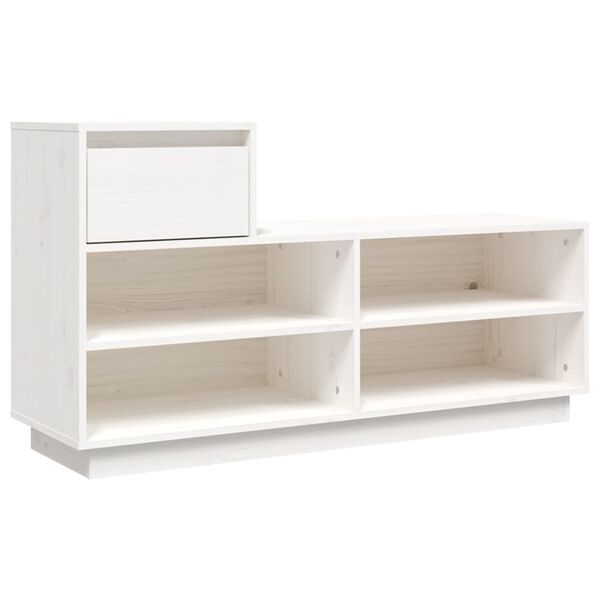 vidaXL Skohylle hvit 110x34x61 cm heltre furu