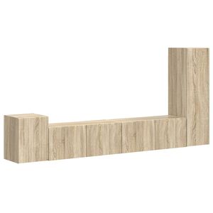 vidaXL TV-benksett Veggmontert 3 pcs Sonoma eik Konstruert tre