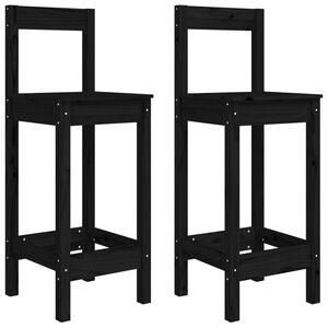 vidaXL Barstoler 2 stk svart 40x41,5x112 cm heltre furu