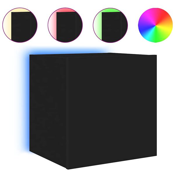 vidaXL Vegghengt TV-benk med LED svart 40,5x35x40 cm