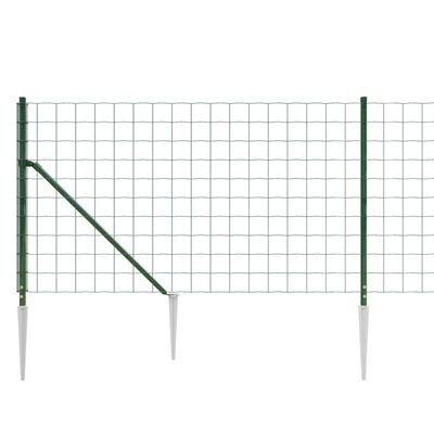vidaXL Nettinggjerde med stolpespyd grønn 0,8x25 m