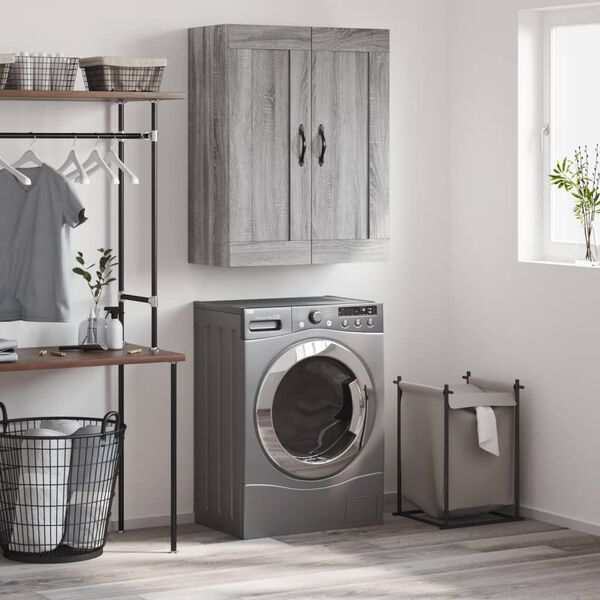 vidaXL Veggskap gr&aring; sonoma 69,5x34x90 cm konstruert tre