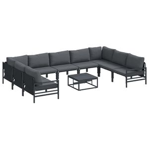 vidaXL Hagesofa Set med pute 10 pcs Svart St&aring;l