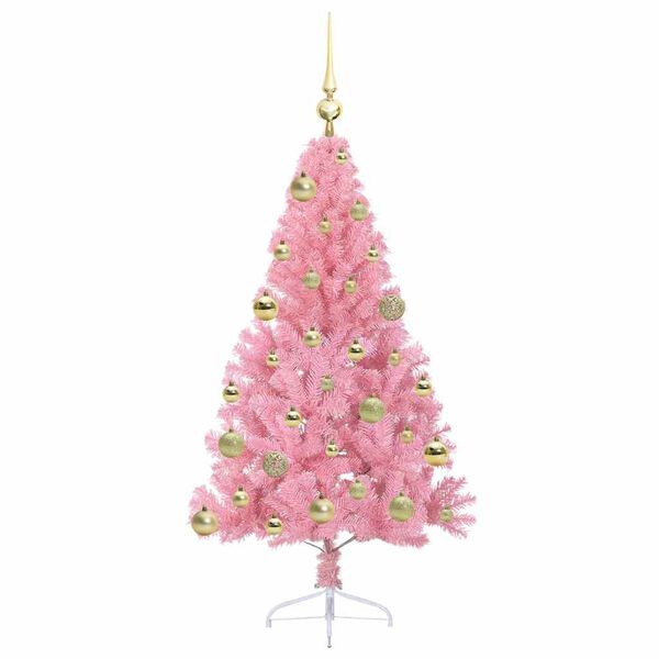 vidaXL Kunstig Forh&aring;ndsopplyst Juletre med 150 LED Rosa 120 cm PVC