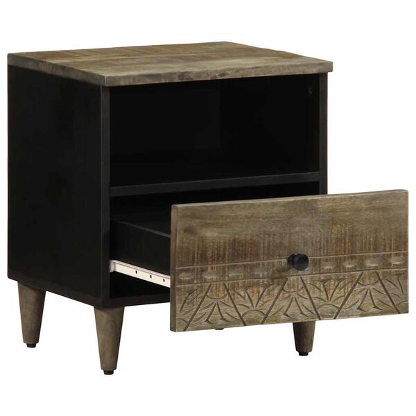 vidaXL Nattbord lysegrå 40x33x46 cm heltre mango