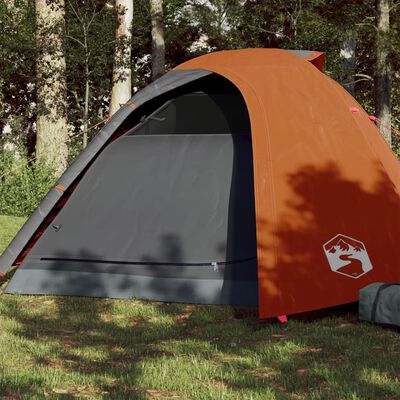 vidaXL Kuppeltelt for camping 4 personer grå og oransje vanntett