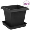 vidaXL Plantepotter 24 stk. Svart Plast