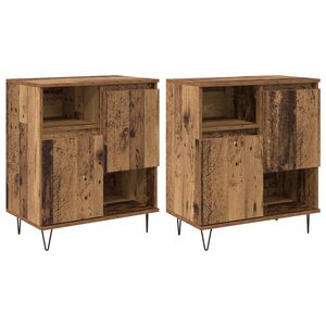 vidaXL Serviesskap 2 pcs Gammelt tre 60 x 35 x 70 cm