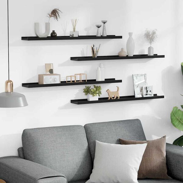 vidaXL Vegghyller 4 stk svart 80x9x3 cm