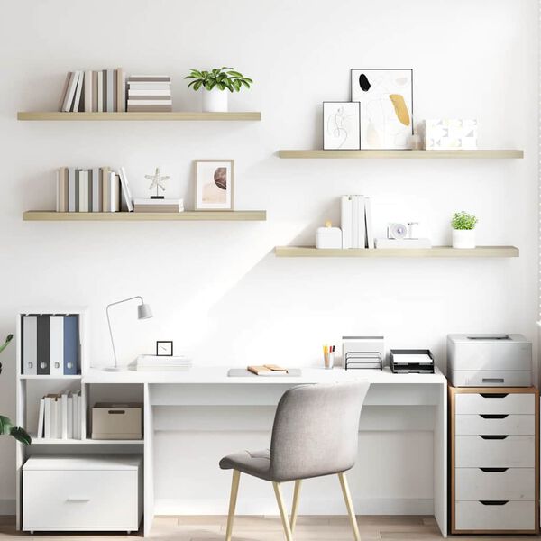 vidaXL Flytende vegghyller 4 stk eik 120x23,5x3,8 cm MDF