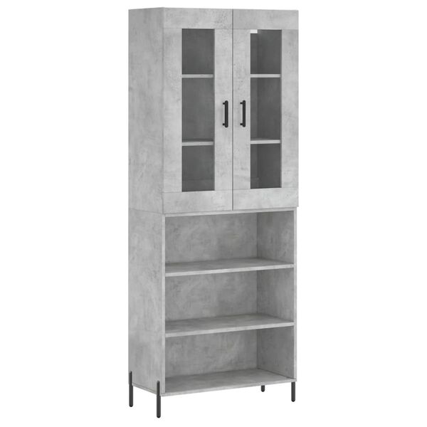 vidaXL Highboard betonggr&aring; 69,5x34x180 cm konstruert tre