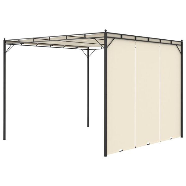 vidaXL Hagepaviljong med sidegardin 3x3x2,25m kremhvit