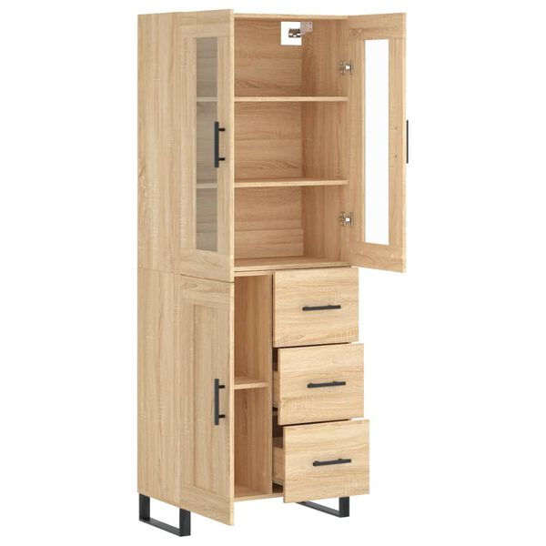 vidaXL Highboard sonoma eik 69,5x34x180 cm konstruert tre